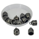 Brass End Cords Caps 14x10 MM With Inner Size 7.5 MM (10 Pieces) Black Metal Color For Jewellery Making Crafts Fabric Accessories